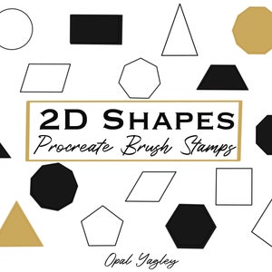 2D Geometric Shapes Procreate Brush Stamps / 32 Shapes / 16 Outline + 16 Solid Brushes/ Procreate Tool/ Instant Download