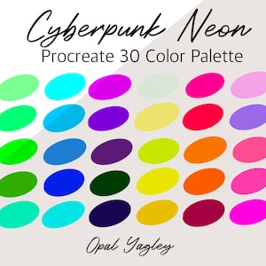 Cyberpunk Neon Procreate Color Palette / Bright Eye Catching Colors/ Digital Color Swatches / iPad App/ Instant Download