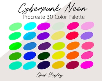 Cyberpunk Neon Procreate Color Palette / Bright Eye Catching Colors/ Digital Color Swatches / iPad App/ Instant Download