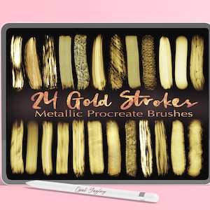 Glitter Brush Strokes Procreate Brushes - Metallic Brush Strokes Brush - Texture Brush Strokes - Painting Metallic Kit - Instant Download