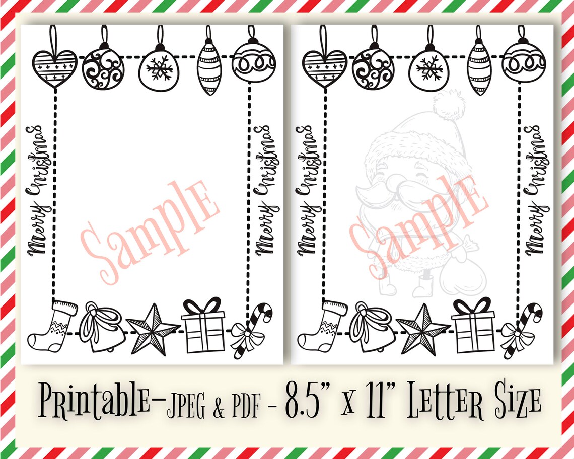 Letter to Santa Printable Coloring Pages Printables / 4 Designs / Dear ...