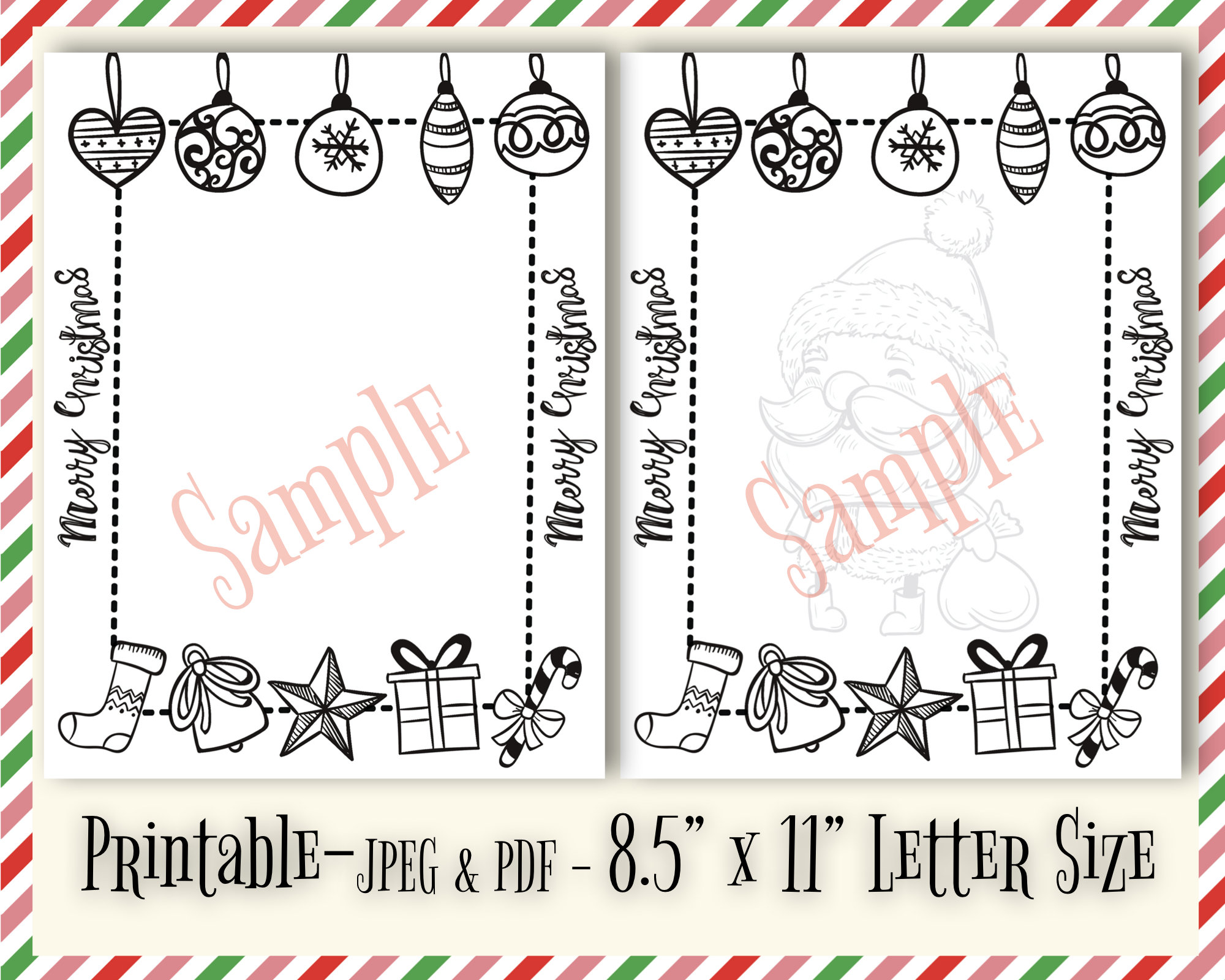 Letter to Santa Printable Coloring Pages Printables / 4 Designs / Dear ...