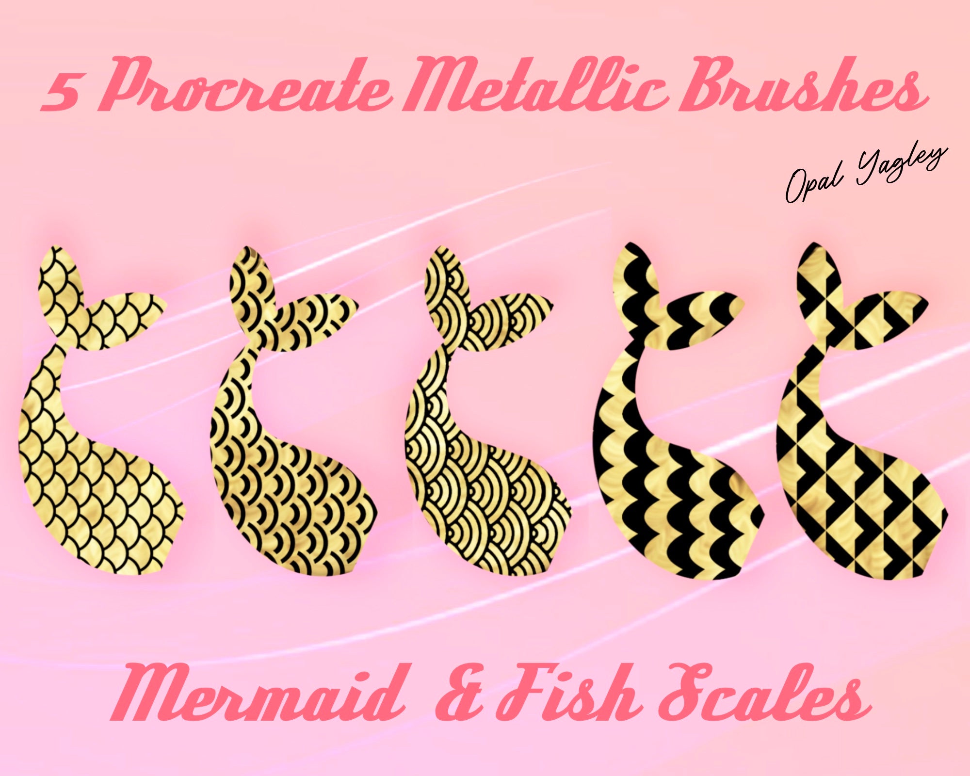 5 Metallic Mermaid Procreate Brushes / Fish Scales Patterns / Procreate