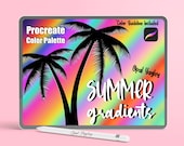 Summer Procreate Color Palette , Vibrant Gradient Tropical Sunset Procreate Colors , Noen & Pastel Gradients Palette , Instant Download