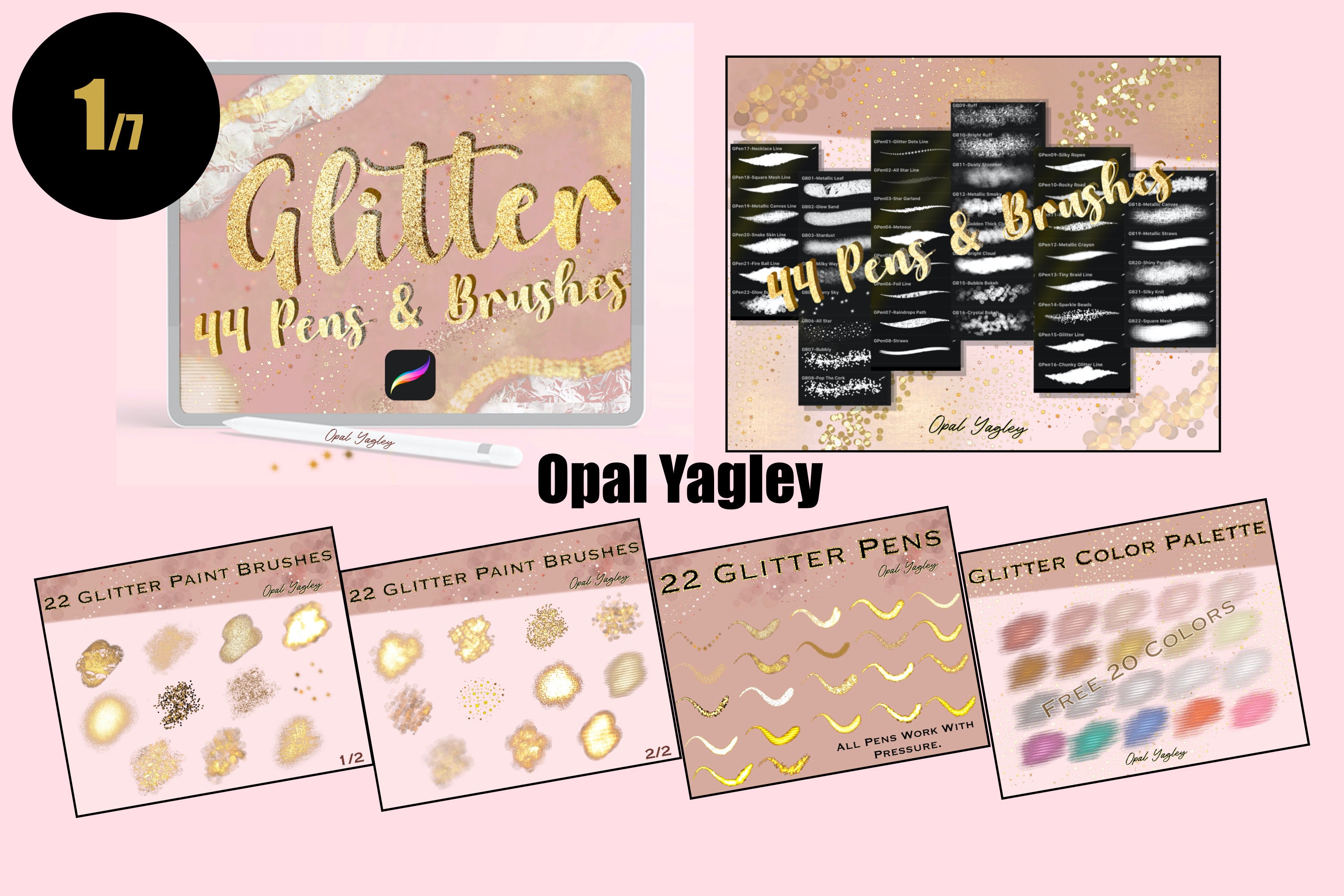 Glitter & Gold Procreate Brushes and Procreate Color Palette - Etsy