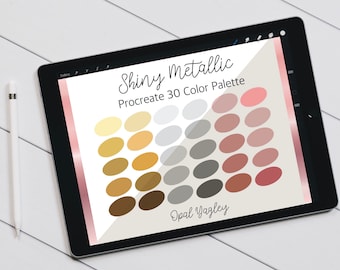 Shiny Metallic/ 30 Procreate Color Palette / Gold, Silver, Rose Gold / Procreate Tool/ iPad App/ Instant Download