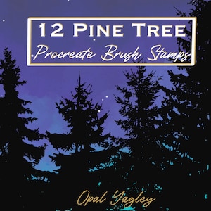 12 Pine Tree Brush Procreate / Pine Tree Stamps / Christmas Tree Brush Set / Silhouette Tree Procreate Brush / iPad App