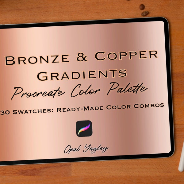 Bronze & Copper Procreate Color Palette / Procreate Metallic Color for Gradients / Metal Color Swatches / Instant Download / Art on iPad