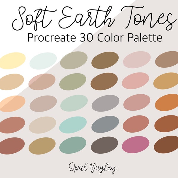 Soft Earth Tones Procreate Color Palette / 30 Harmonious Colors / Cool Earth Tones / Earthy Color Palette / Procreate Tool / iPad App