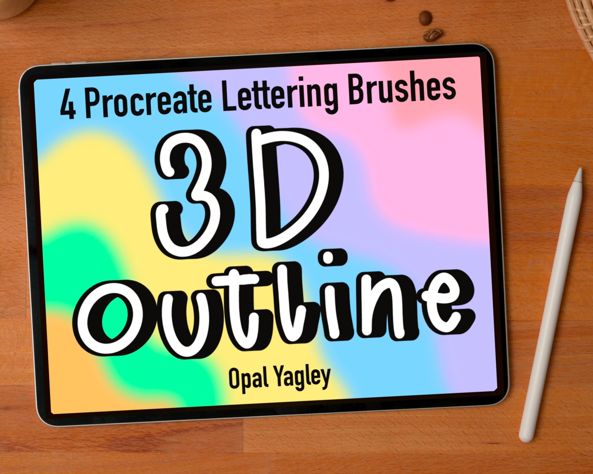 3D Outline Procreate Brush Set / 3D Letter Outline Art / 4 Outline ...