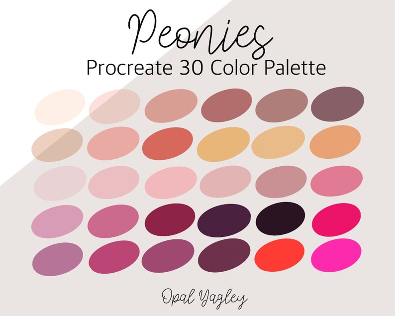 Peonies Procreate Color Palette Spring Flower Colors Procreate Floral Palette Watercolor Flowers iPad Art Digital Swatches