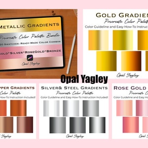 Glitter & Gold Procreate Brushes and Procreate Color Palette Bundle ...