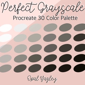 Perfect Grayscale / 30 Black -White - Grey Procreate Color Palette / Greyscale Color Swatches / Procreate Tool/ iPad App/ Instant Download
