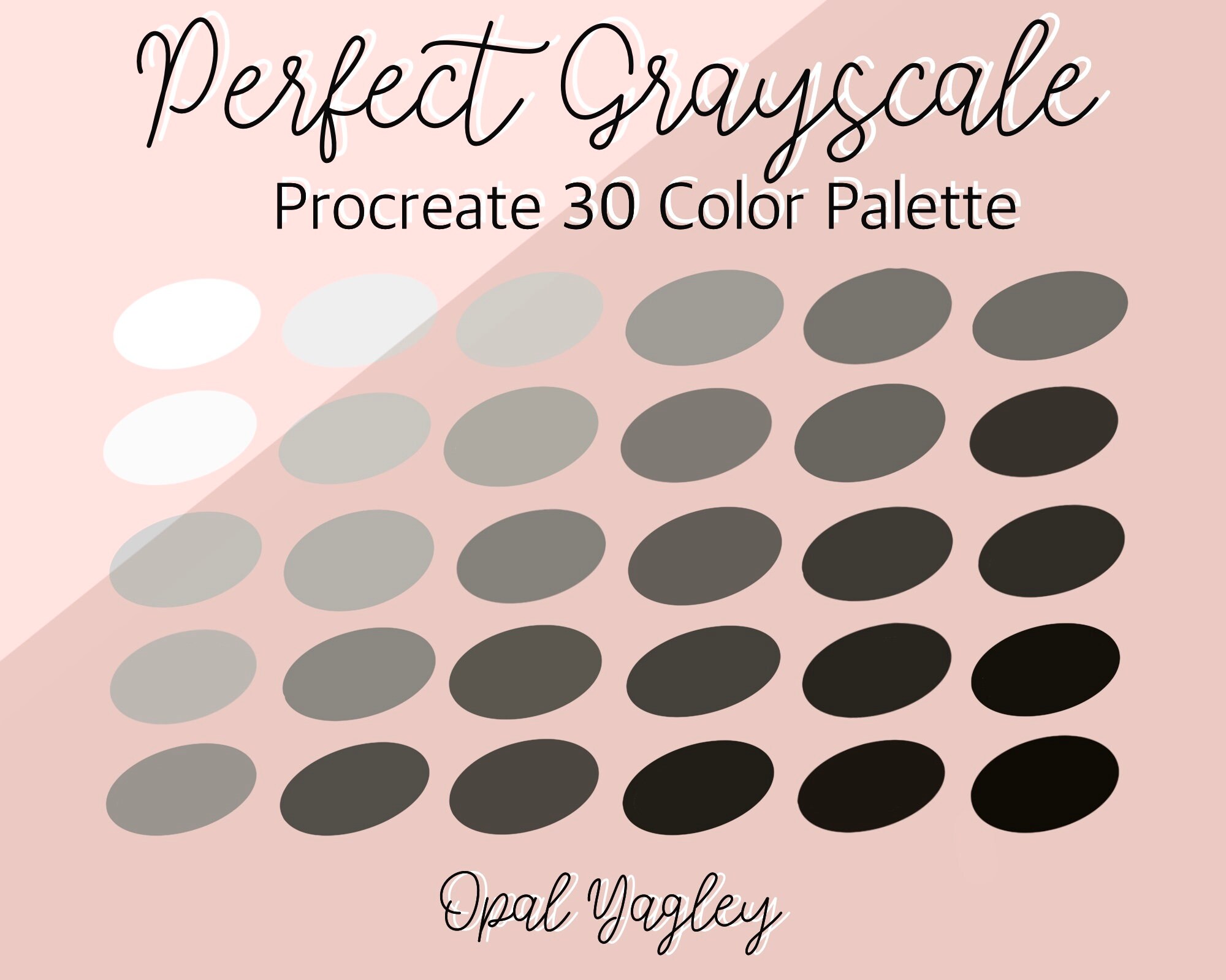 Perfect Grayscale / 30 Black white Grey Procreate Color Palette
