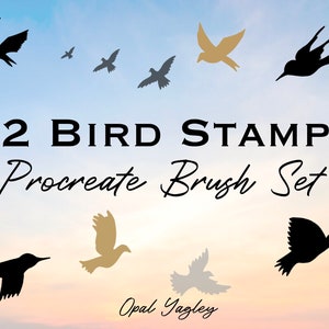 12 Procreate Bird Stamps / Bird Silhouette Procreate Brushes / Nature Animal Art /Procreate Tool/  iPad App / Instant Download