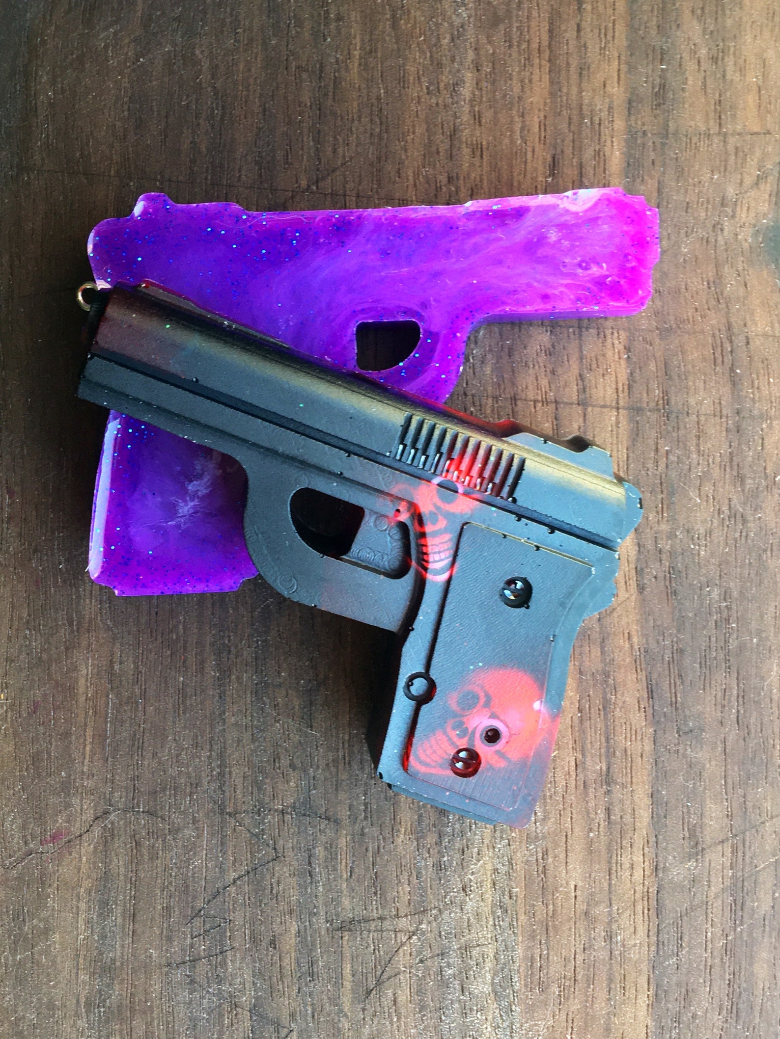 Gun Keychain Resin art spooky keychain galaxy gun gift Etsy