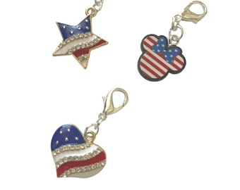 PATRIOTIC CHARMS - Star Dog Collar Charm - Dog Necklace - Summer Dog Necklace - Holiday Dog Necklace - Pet Necklace -Patriotic Charm