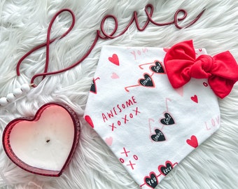 I HEART YOU, snap on bandana - Dog Birthday Bandana - Personalized Dog Bandana - Cotton Dog Bandana - Valentine Dog Bandana -Boy dog bandana