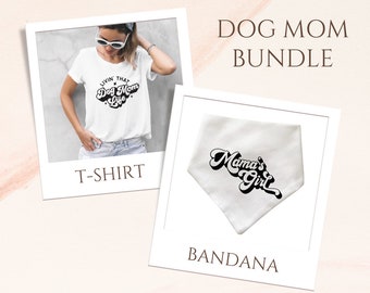 DOG MOM Bundle - Personalized Tshirt -White Tshirt -Mothers Day Tshirt - Dog Mom Gift - Dog Bandana -Dog Mom Tshirt - Personalized Dog Mom