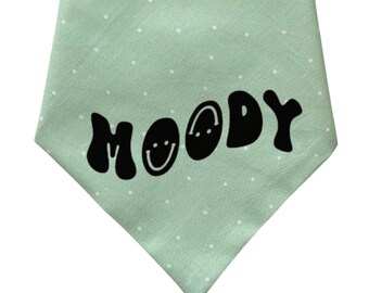 MOODY PUP, snap on bandana - Birthday Dog Bandana -Cotton Dog Bandana - Girl Dog Bandana -Celebration Bandana - Personalized Dog Bandana