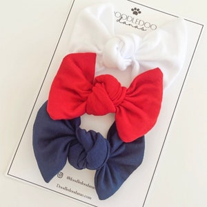 Patriotic Bow 3 Pack -Dog Clips - Cotton Dog Clips -Girl Dog Clips - Summer Dog Clips - Hair Clips - Personalized Clip -Patriotic Dog Bow