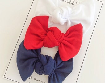 Patriotic Bow 3 Pack -Dog Clips - Cotton Dog Clips -Girl Dog Clips - Summer Dog Clips - Hair Clips - Personalized Clip -Patriotic Dog Bow