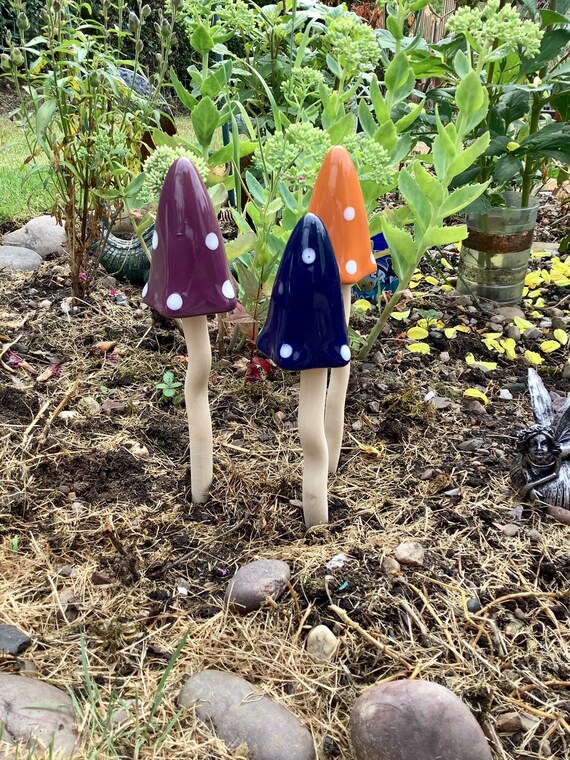 Garden Ornaments Toadstools Ceramic Fairy Garden Glen Etsy UK