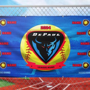 Softball Team Banner Banner DePaul Blue Demons Softball Banner Baseball Banner Team Banners Softball Banners Vinyl Banner Sports Girls
