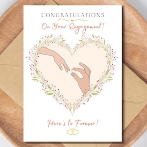 Engagement Card, Personalised Engagement cards, You&#39;re engaged cards, Gift card for couple, Congratulations engagement card download