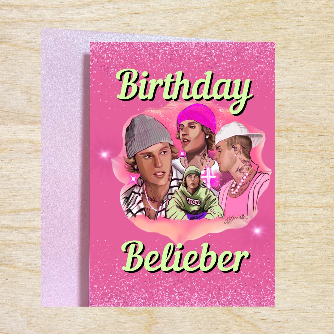 Justin Bieber Birthday Card Justin Bieber Card Celebrity - Etsy