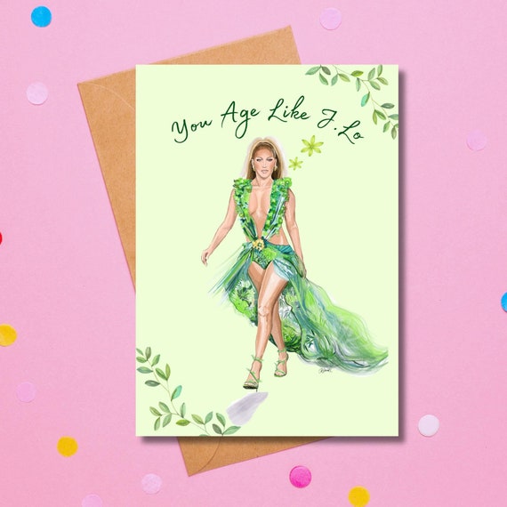 Jlo Birthday Card Green Dress Jlo Birthday Gift, You Age Like J.lo Birthday  Card, Jennifer Lopez Green Dress Card Digital Download - Etsy