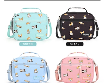 Corgi Design Insulated Lunch Bag: Portable Cooler Tote