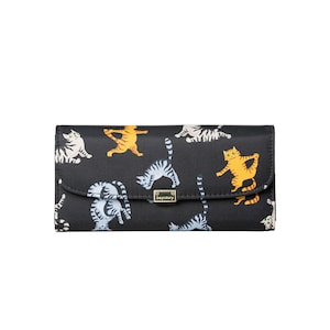 Organizador de viaje grande para mujer con diseño de gato, monedero de viaje grande, perfecto para llevar todo el dinero, billetera triple