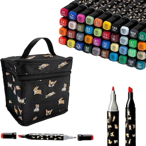 Corgi Art Markers - 40 Dual Tip Alcohol Ink Set with Case