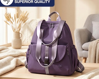 Hybrid Convertible Backpack and Handbag for Women, Large Capacity Nylon Tote, Travel Work Daypack with Top Handle, 3 Aesthetic Colors