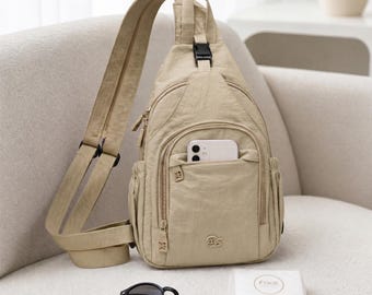 LightweightSling Bag for Women Water Resistant Crossbody Backpack Travel Chest Pack Multi Pocket Casual Daypack
