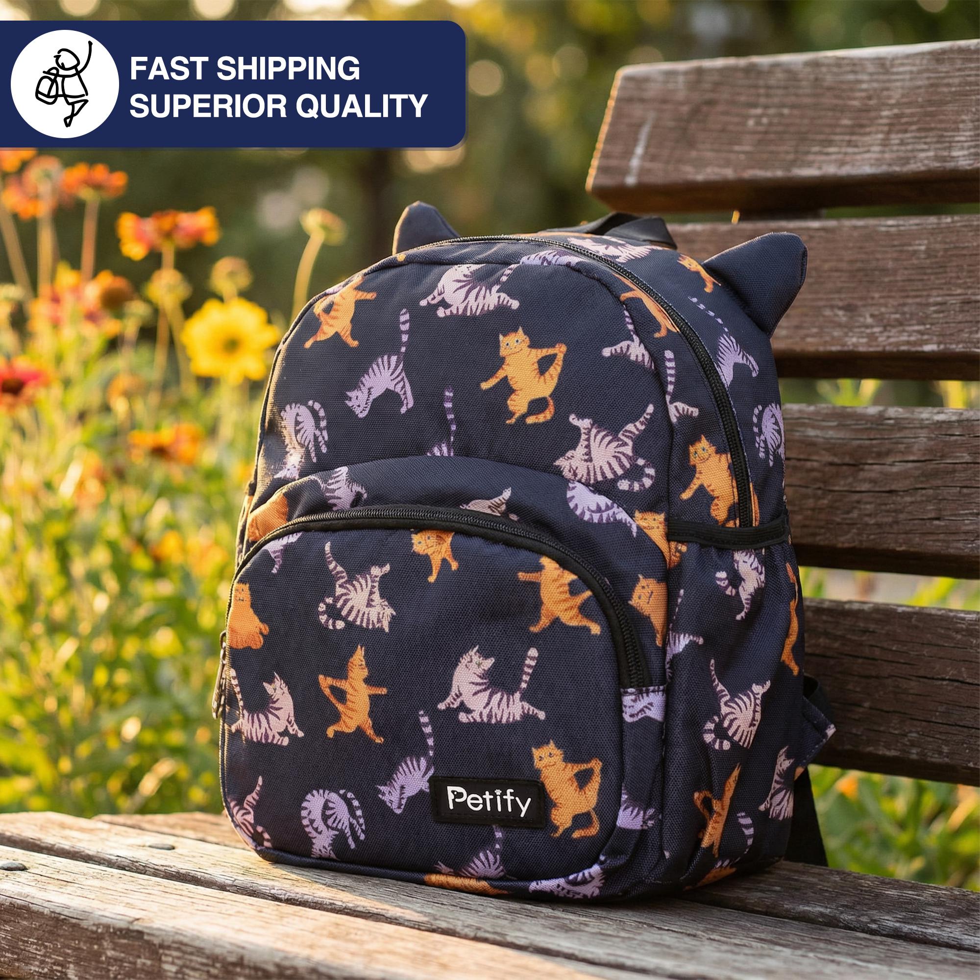 cat mini backpacks PRLINJSK Backpack for Girls Teens Women Small Backpack Purse about with you Cute Furry Plush Black Cat