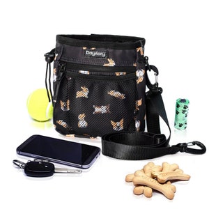 Corgi Treat Pouch Dog Training Bag with Poop Bag Dispenser – 3-Wear Style Light Green or Black