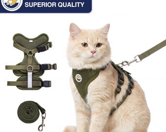 Escape Proof Cat Harness and Leash – Adjustable Kitten Vest, Soft Mesh Pet Harness with Reflective Strips for Walking