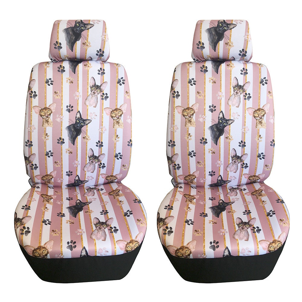 Animal cat soft material 2 Front Seat Covers Pair Car Etsy