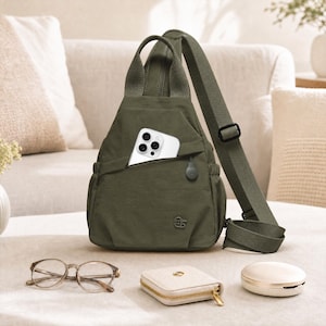 Small Sling Backpack for Women Waterproof Nylon Crossbody Bag Lightweight Multi Pocket Travel Daypack Casual Mini Chest  Convertible Purse