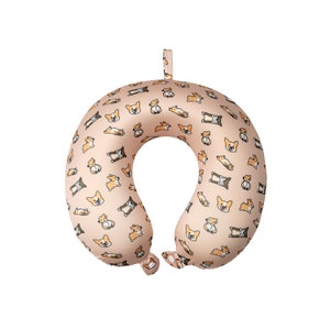 Cute Corgi Travel Neck Pillow Set with Eye Mask & Earplugs - Perfect for Kids, Teens, and Adults, Memory Foam U-Shape for Airplane and Car