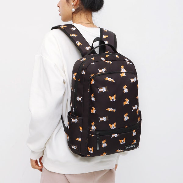 Cute Corgi Dog Backpacks for Girls Boys School Backpack School Bags for Women Men Teens