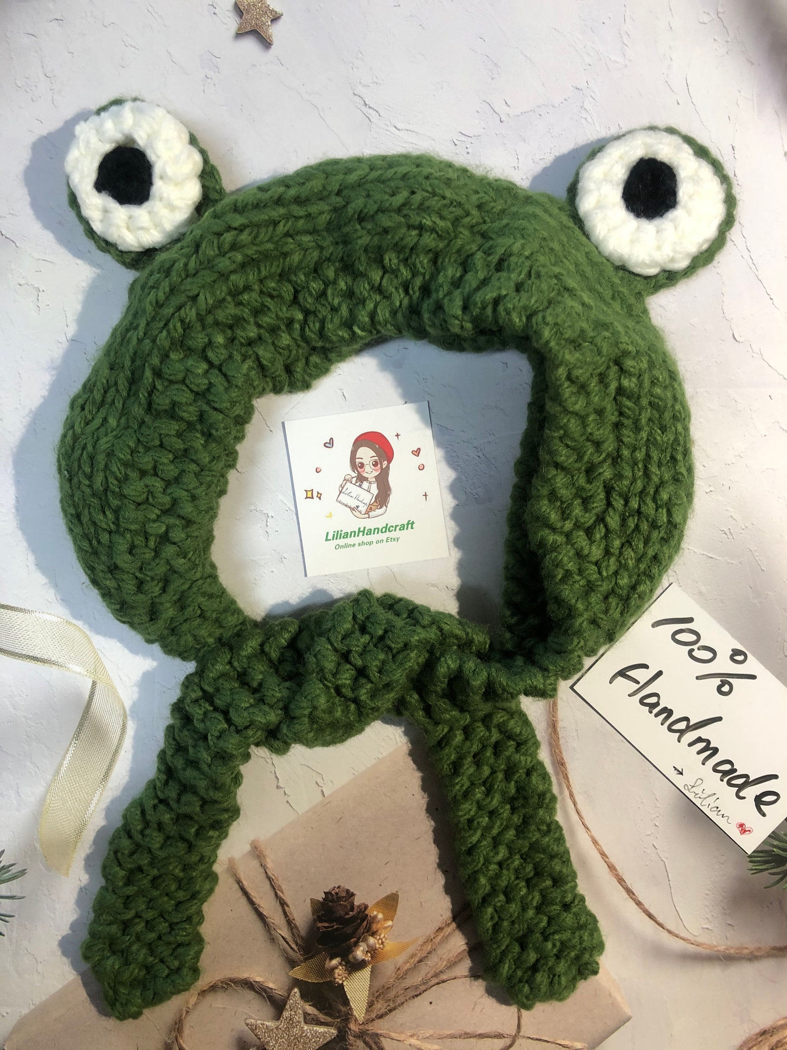 Knitted Frog Headband Handmade Earmuffs Hand Knitted hat Etsy