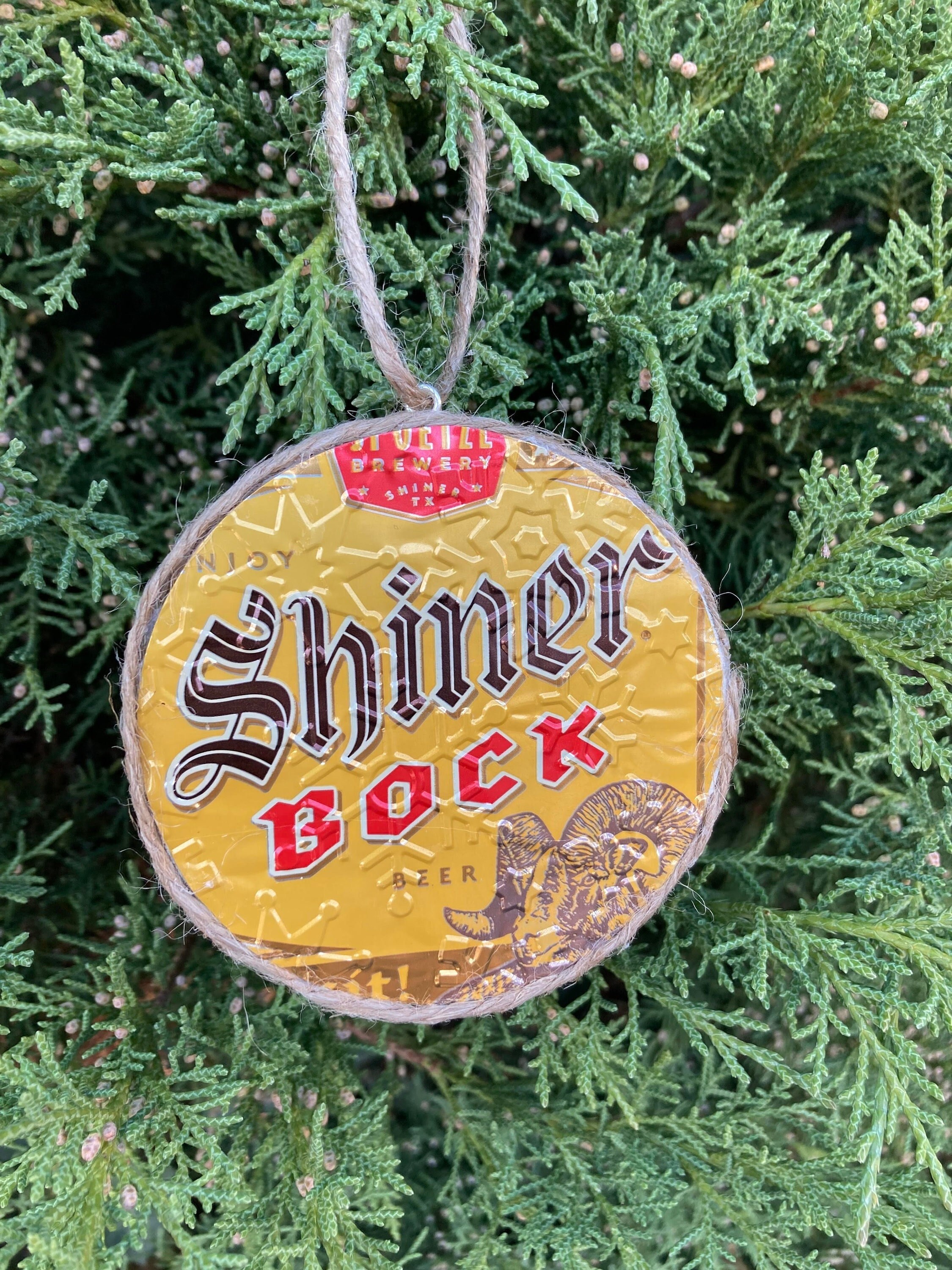 Shiner Holiday Cheer Recycled Aluminum Can Ornament Embossed