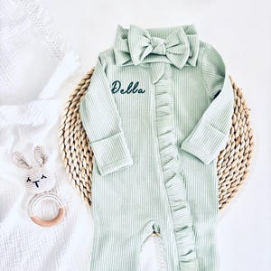 Coming Home Baby Girl Outfit, Gift For Newborn Baby Girl, Baby Girl Clothing, Embroidered Baby Girl Outfit, Personalized Baby Romper