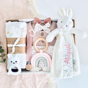 New Baby Girl Gift Basket, Baby Shower Gift, Personalized Gift For Baby, Present For Baby Girl, Rainbow Baby Gift, Unique Baby Girl Gifts