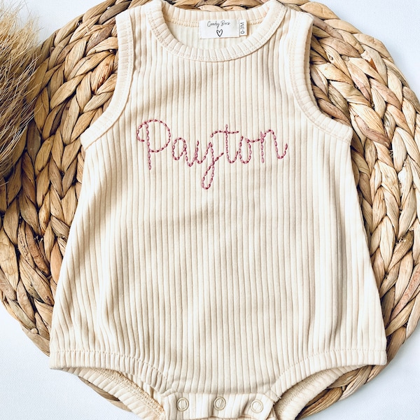Personalized Organic Baby Romper: Embroidered Name Outfit