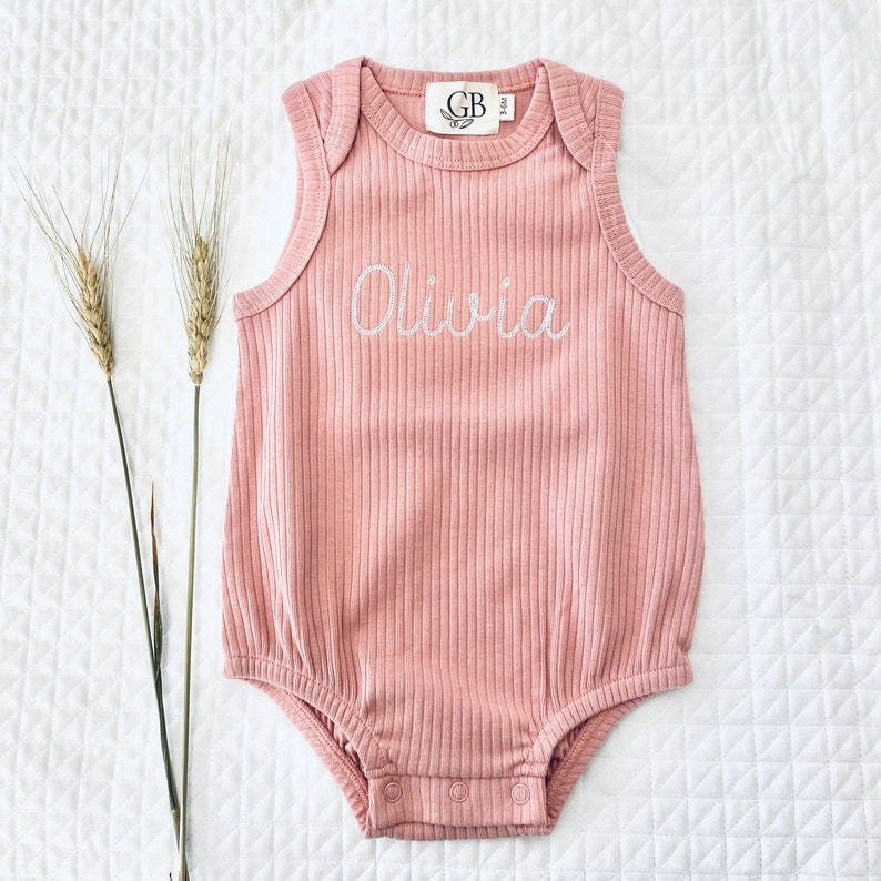 Embroidered Baby Romper, Personalized Baby Romper, Organic Baby Romper, Bubble Romper, Baby Gift, Gift For New Baby, Unique Baby Gift image 4