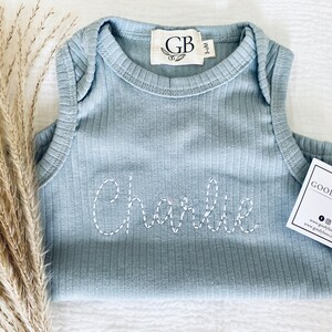 Embroidered Baby Romper, Personalized Baby Romper, Organic Baby Romper, Bubble Romper, Baby Gift, Gift For New Baby, Unique Baby Gift image 5